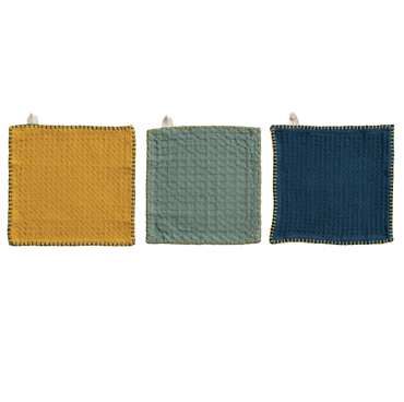 Cotton Waffle Weave Dish Cloths w/ Cheese/Cutting Board- Set