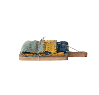 Cotton Waffle Weave Dish Cloths w/ Cheese/Cutting Board- Set