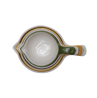 Hand-Painted Stoneware Measuring Cups- Set
