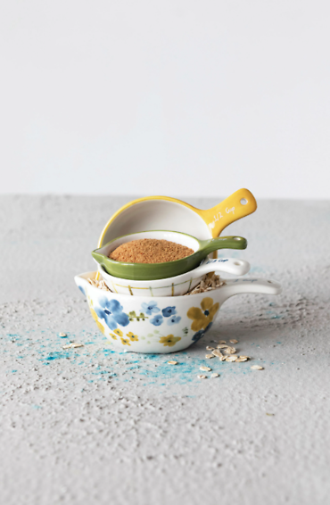 Hand-Painted Stoneware Measuring Cups- Set